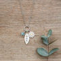 Aster Flower And Leaf Pendant In Silver And 18ct Gold, thumbnail 1 of 6