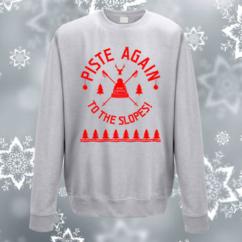 Piste Again Logo Adults Christmas Skiing Sweatshirt, 6 of 12