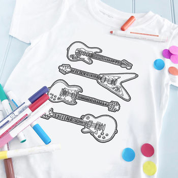 Personalised Guitars Colour In Child's T Shirt, 2 of 5