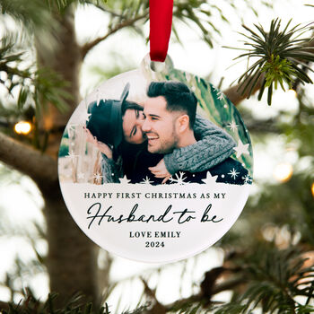 Personalised First Christmas As Husband To Be Engagement Bauble, 5 of 8