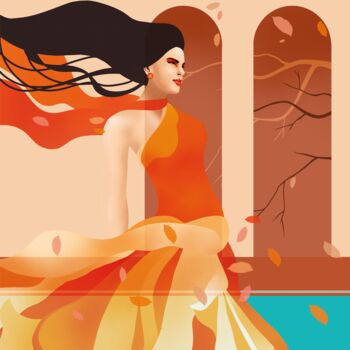 Woman In Orange Illustrated Art Print, 5 of 6