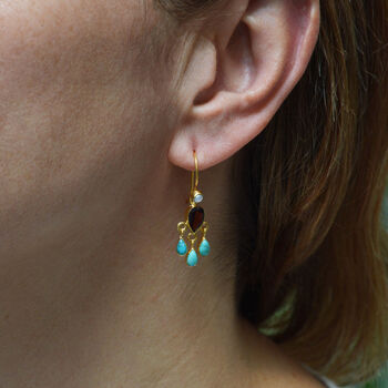 Garnet And Turquoise Scheherazade Earrings, 3 of 4