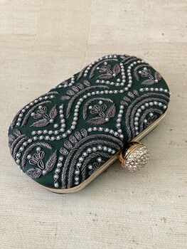 Emerald Handcrafted Oval Clutch Bag, 4 of 5