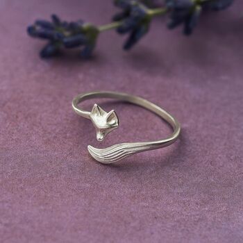 Sterling Silver Adjustable Fox Ring, 3 of 7