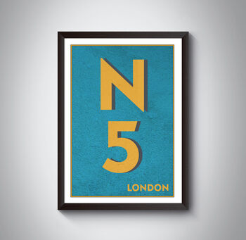 N5 Highbury London Typography Postcode Print, 6 of 9