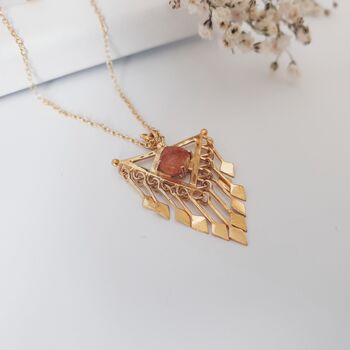 Nova Pendant Necklace With Peach Semi Precious Gemstone, 4 of 6