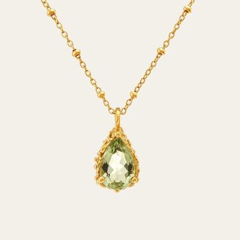 Gold Vermeil Green Quartz Necklace Alba, 2 of 5