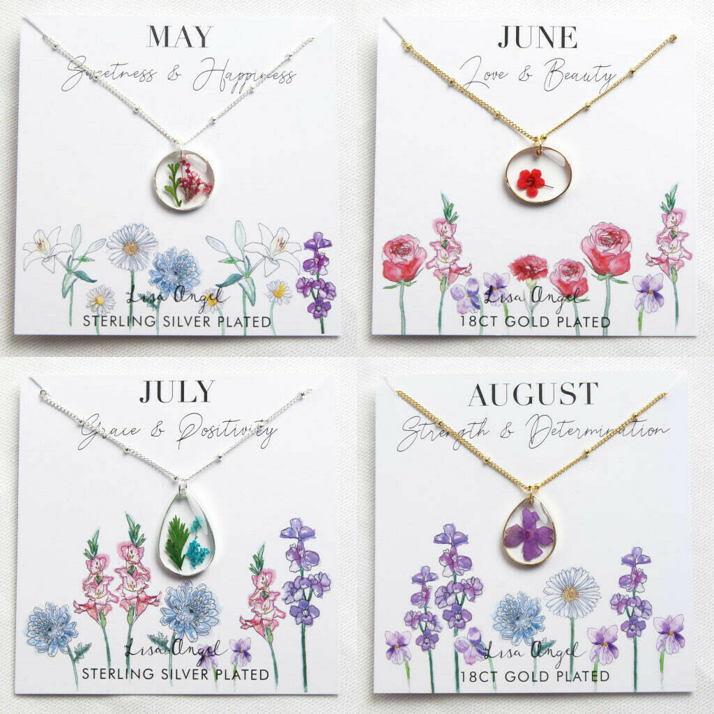 Personalised 40th Birthday Birth Flower Necklace By Lisa Angel