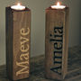 Two Wooden Carved Name Tealight Candle Holders, thumbnail 7 of 7
