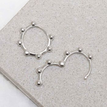 Sterling Silver Satellite Mini Hoops, 2 of 6