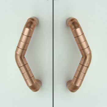 Copper Pull Handle With Ridging Detail Tilt V Shaped, 4 of 6