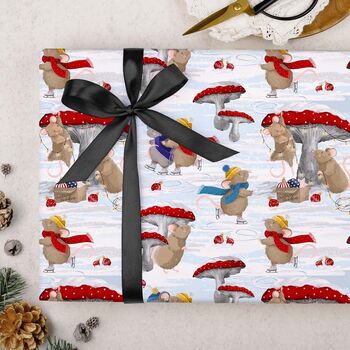 Three Sheets Of Christmas Mice Wrapping Paper, 2 of 2