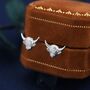 Tiny Sterling Silver Highland Cow Stud Earrings, thumbnail 1 of 9