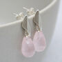 Silver Deco Dropper Earrings With Rose Quartz, thumbnail 4 of 8