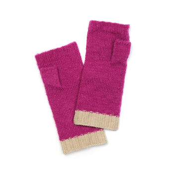 Pink Cable Knit Wrist Warmers ~ Eco Friendly, 5 of 6