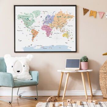 Educational Illustrated Kids World Map Pastels, 5 of 7