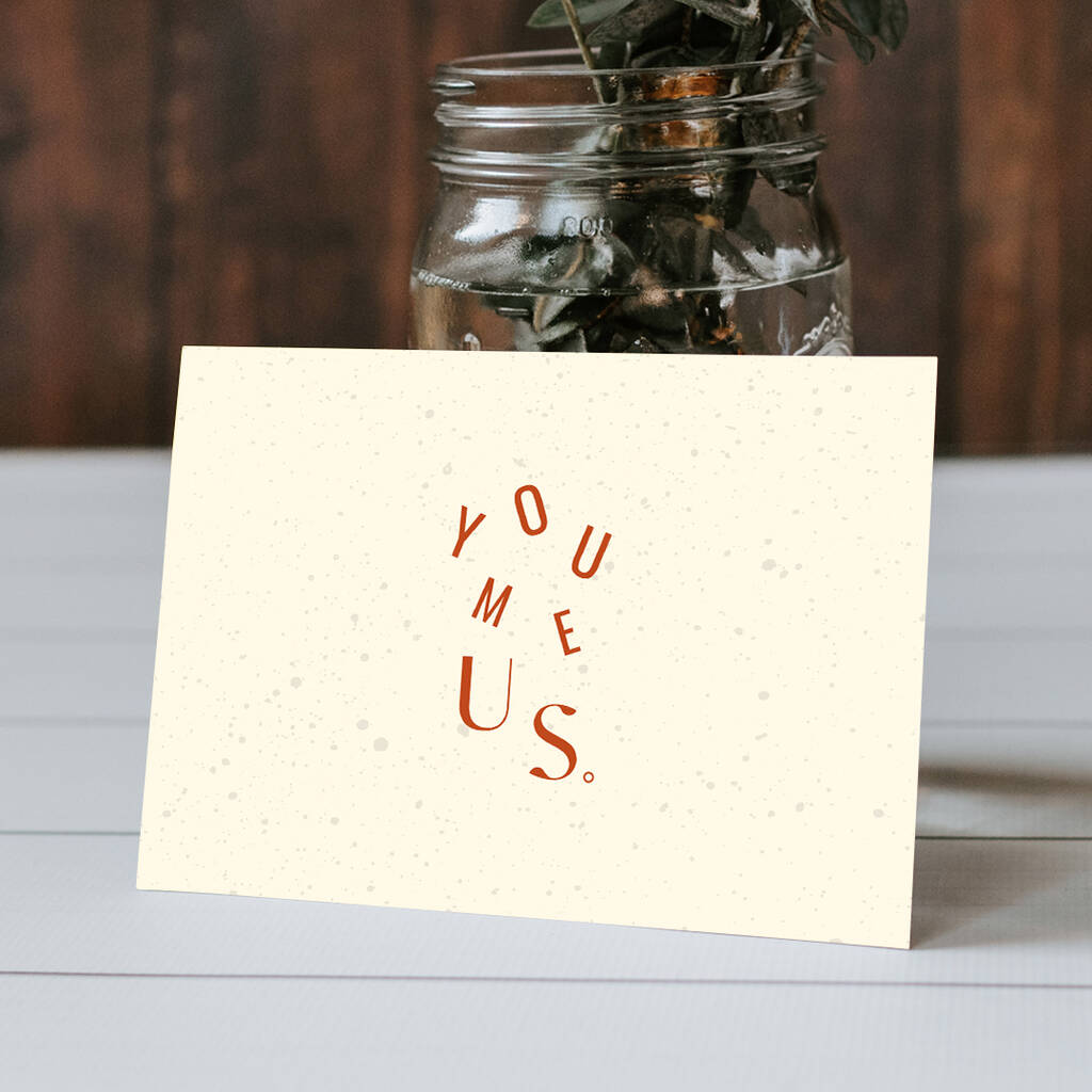 'You Me Us' Modern Typography Postcard By Chloe Ainsley Creative