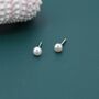 Sterling Silver Extra Tiny Genuine Pearl Stud Earrings, thumbnail 3 of 10