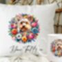 Personalised Yorkshire Terrier Summer Floral Dog Wreath Cushion And Mug Bundle, thumbnail 1 of 4