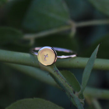 Initial Coin Signet Ring In Solid 9ct Gold, 2 of 5