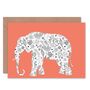 Elephant Folk Art Pattern Silhouette Animal Art Card, thumbnail 1 of 4