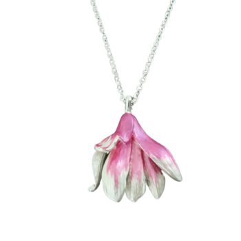 Magnolia Pink Flower Pendant Necklace, 4 of 5