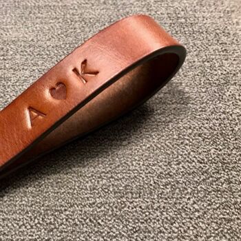 Personalised Spanish Brown Embossed Leather Keyring, 10 of 12