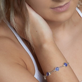 Tanzanite Silver Bracelet And Earrings Set, 2 of 5