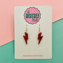 Red Glitter Lightning Bolt Earrings Small And Large, thumbnail 2 of 2
