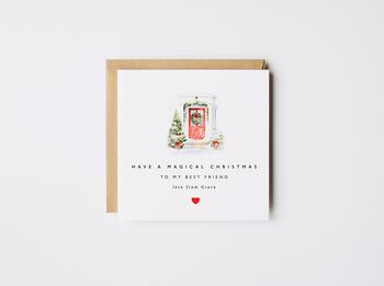 Personalised Festive Cream Door Christmas Card *Four Door Options, 3 of 4