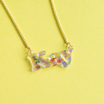 Personalised Iridescent Summer Flowers Name Necklace, 3 of 4