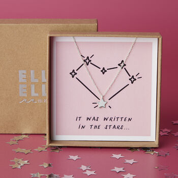 Written In The Stars Sterling Silver Star Valentines Necklace, 2 of 8