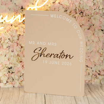 Modern Arch Welcome To Our Wedding Acrylic 3D Sign, 3 of 9