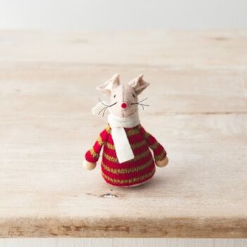 Tiny Felt Mouse In Knitted Jumper, 7 of 9