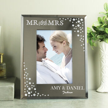 Personalised Mr And Mrs 6x4 Diamante Glass Photo Frame, 2 of 3