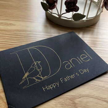 Personalised Robin Initial And Name Father's Day Card, 7 of 9