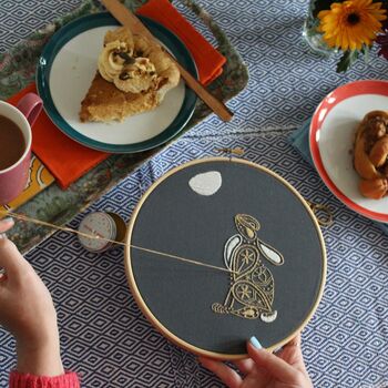Moon Gazing Hare Embroidery Kit, 9 of 9