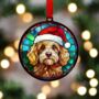 Cockapoo Golden In Santa Hat Suncatcher Decoration, thumbnail 4 of 6