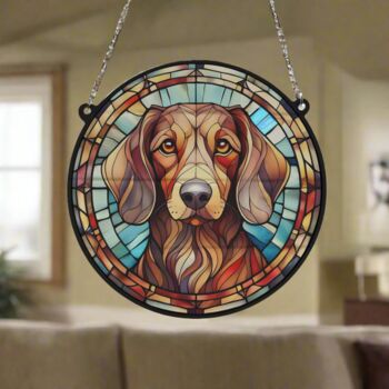 Dachshund Red Stained Glass Effect Suncatcher, 4 of 5