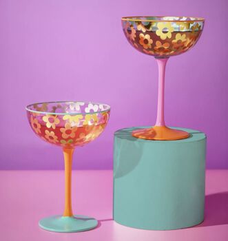 Set Of Two Gold Floral Coupe Glasses, 5 of 5