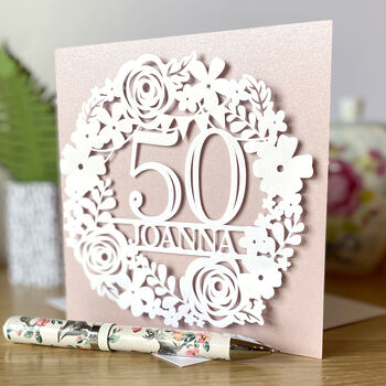 Personalised Floral Bunting Birthday Card, 4 of 8
