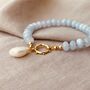 Blue Chalcedony Gemstone And Pearl Bracelet, thumbnail 3 of 6