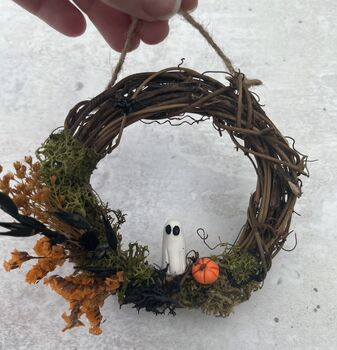 Halloween Mini Dried Flower Wreath, 2 of 4