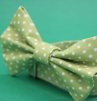 Green Polkadot Dog Bow Tie, 3 of 6