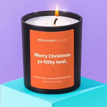 'Merry Christmas Ya Filthy Twat' Christmas Candle, 3 of 5