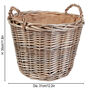 Round Lined Wicker Log Basket, thumbnail 2 of 6