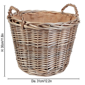 Round Lined Wicker Log Basket, 2 of 6