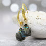 Hammered Gold Labradorite Cube Earrings, thumbnail 2 of 10
