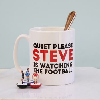Personalised Quiet Please Watching The … Ceramic Mug, 3 of 4