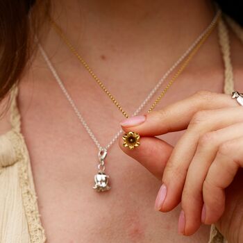 Lily Of The Valley Flower Charm Necklace, Sterling Silver Or Gold Plated, 2 of 10